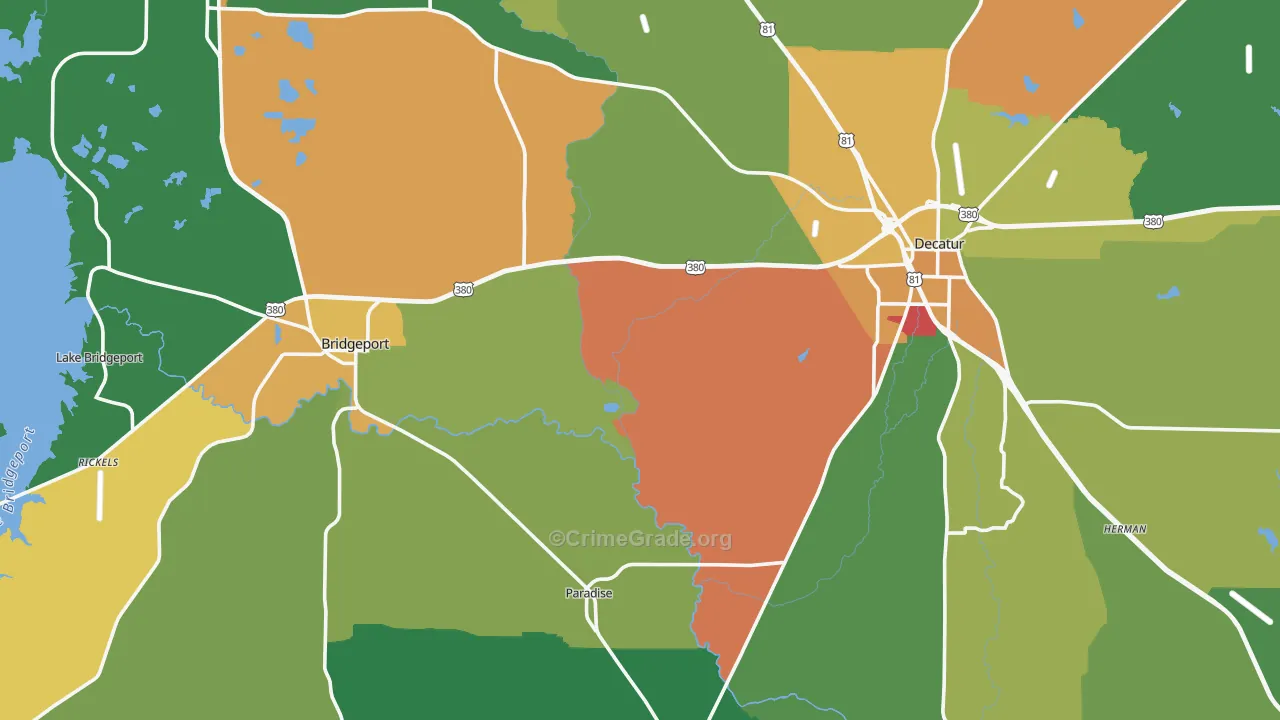 Runaway Bay, TX Map of Robbery Rates