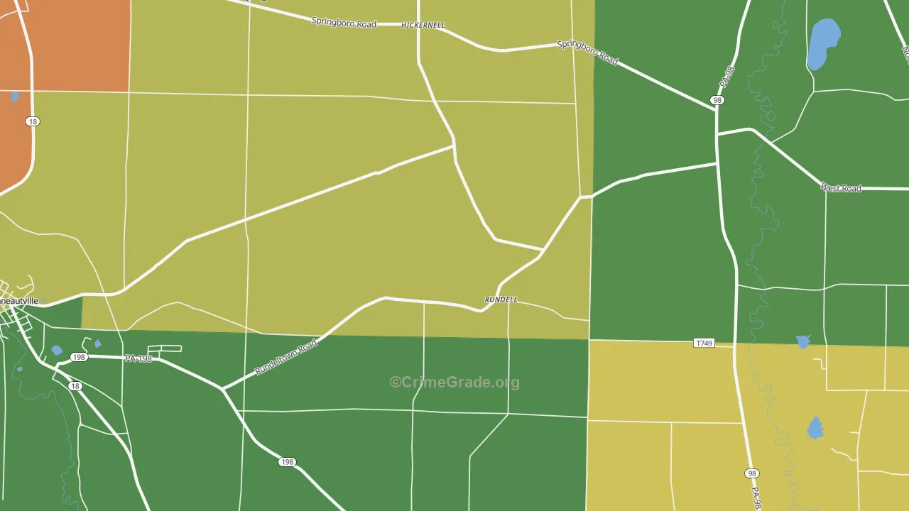 Rundell, PA Map of Robbery Rates