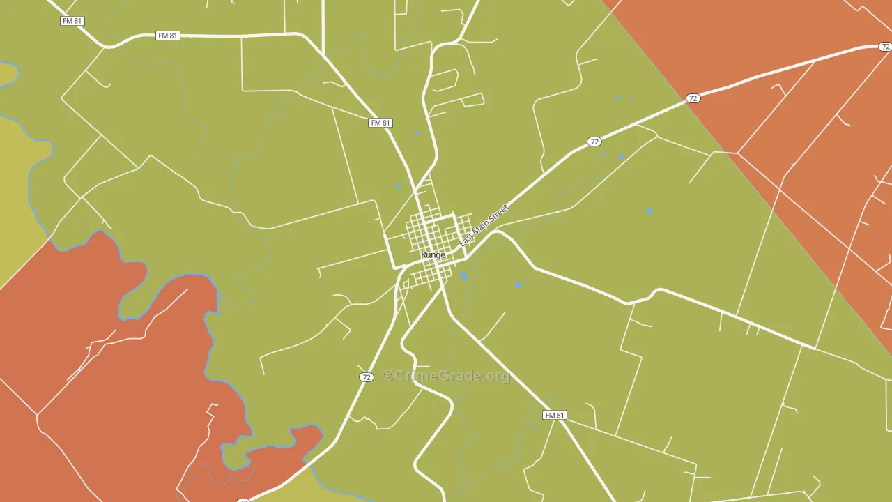 Runge, TX Map of Robbery Rates