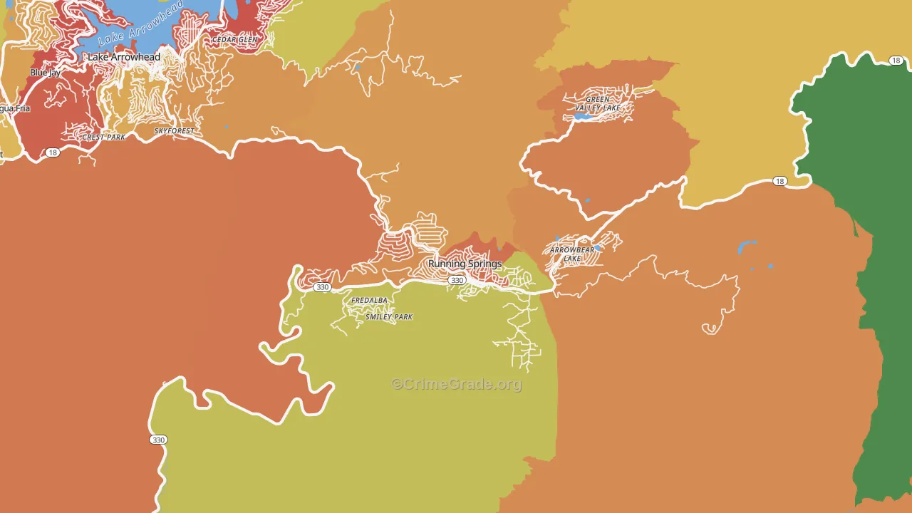Running Springs, CA Map of Robbery Rates