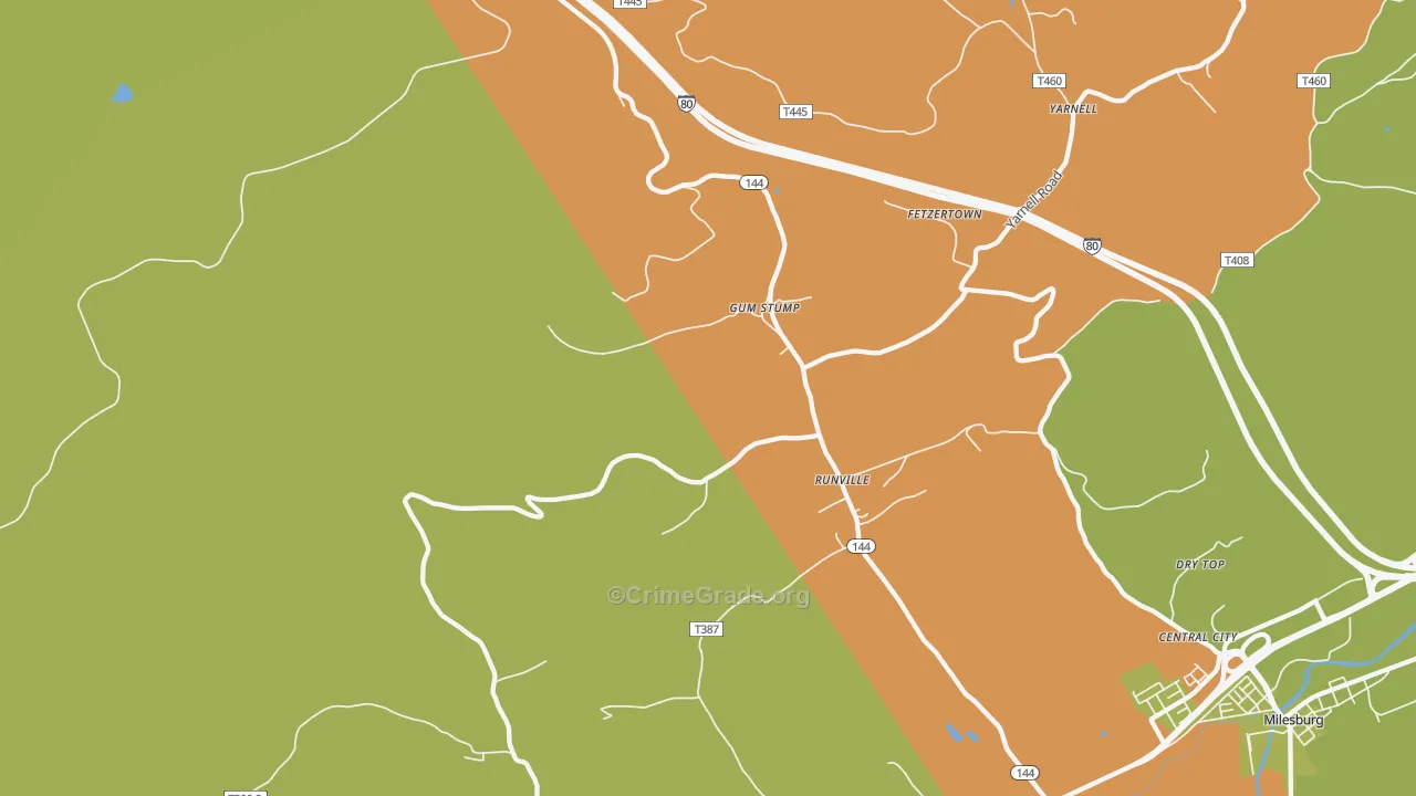 Runville, PA Map of Robbery Rates