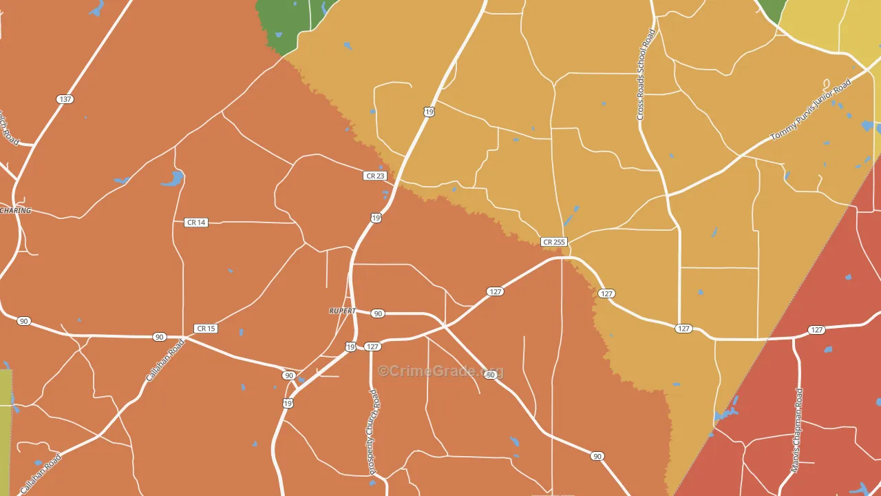 Rupert, GA Map of Robbery Rates