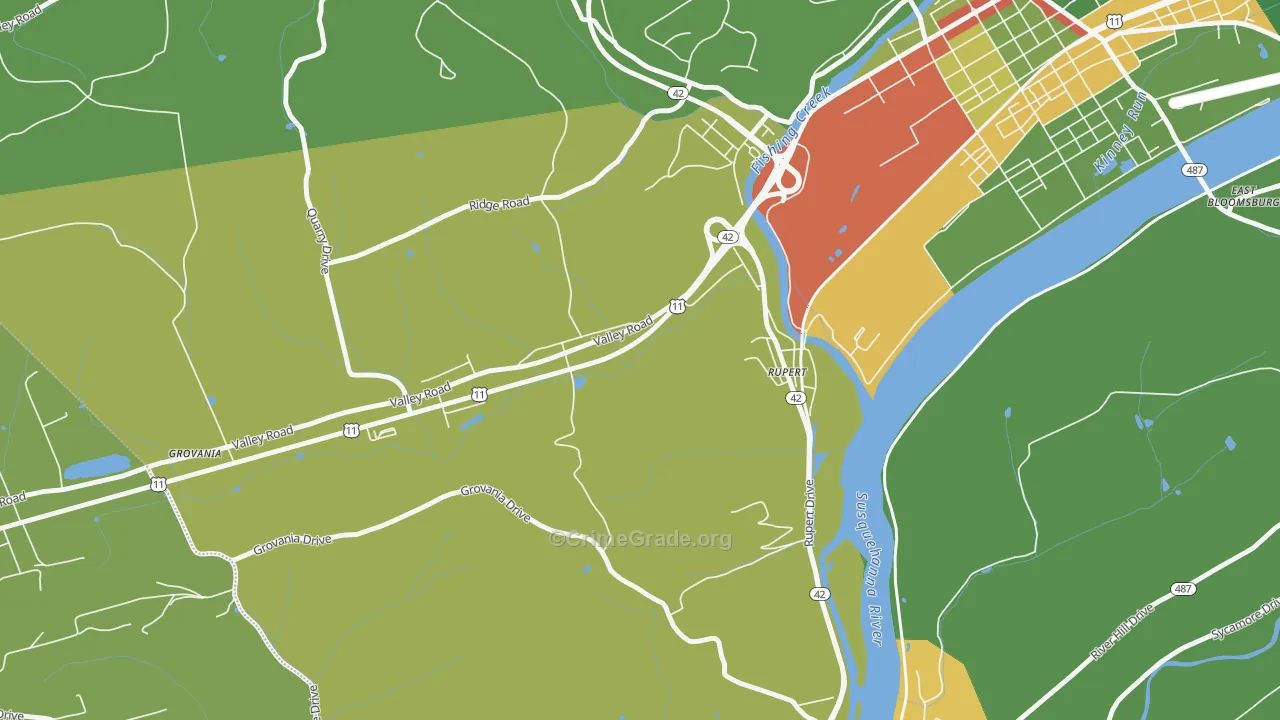 Rupert, PA Map of Robbery Rates