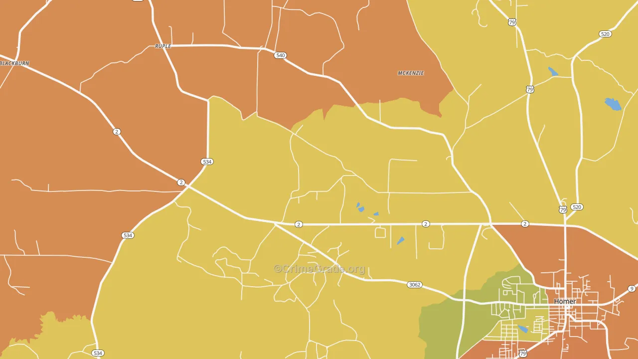 Ruple, LA Map of Robbery Rates