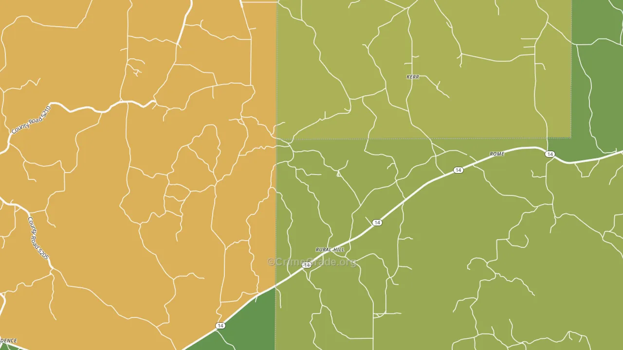 Rural Hill, MS Map of Robbery Rates