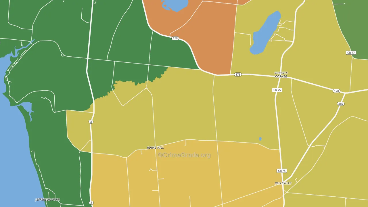 Rural Hill, NY Map of Robbery Rates