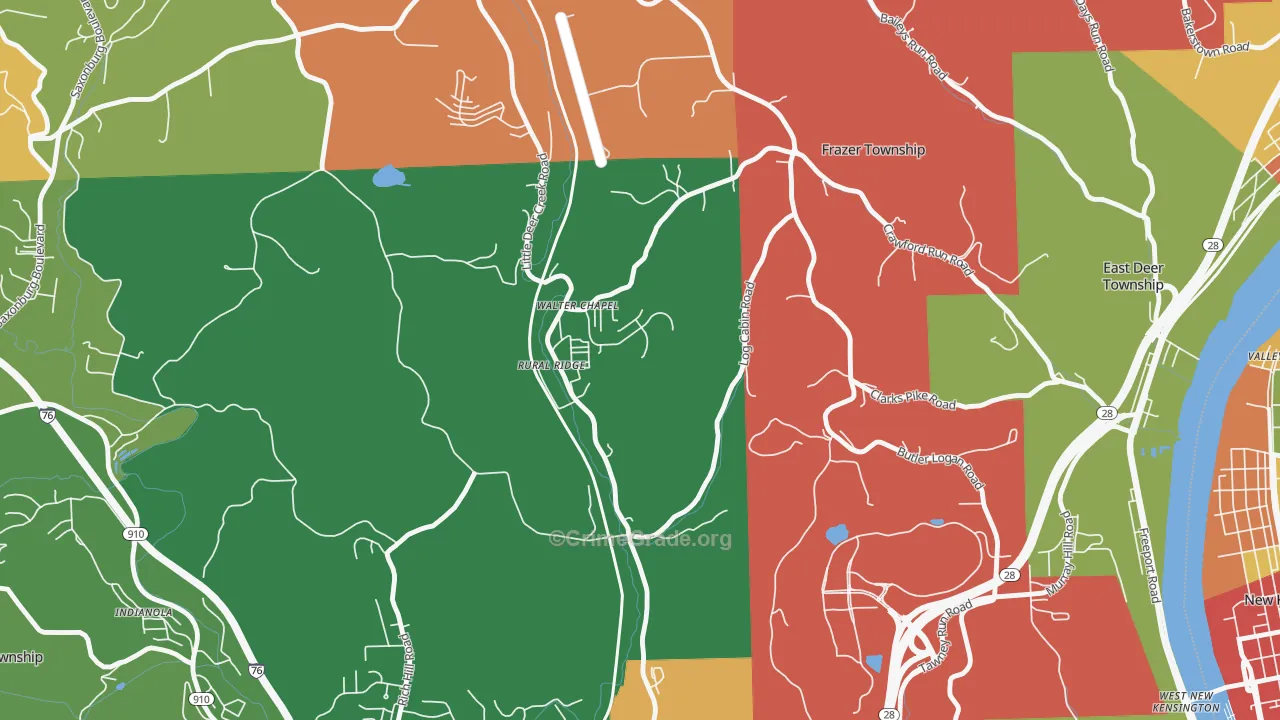 Rural Ridge, PA Map of Robbery Rates