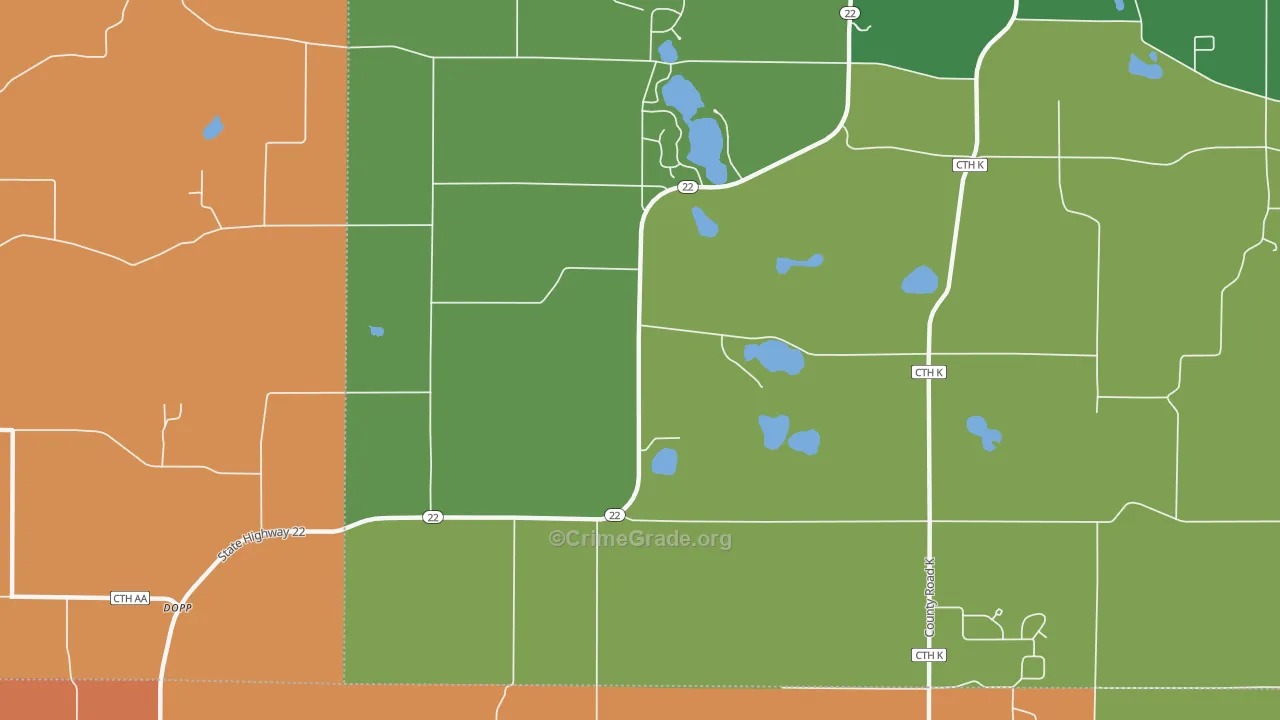 Rural, WI Map of Robbery Rates