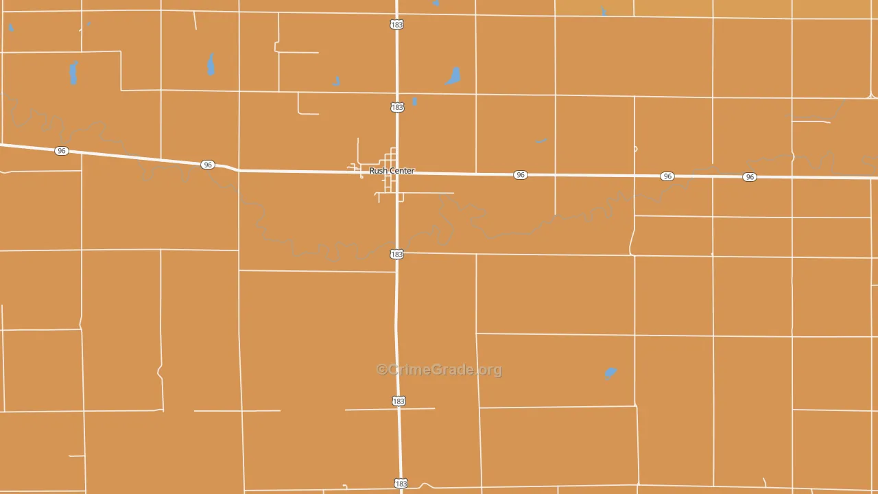 Rush Center, KS Map of Robbery Rates