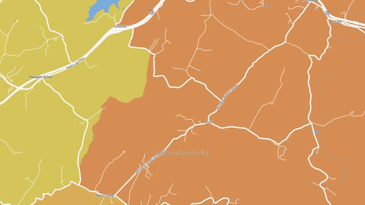 Rush, MD Map of Robbery Rates