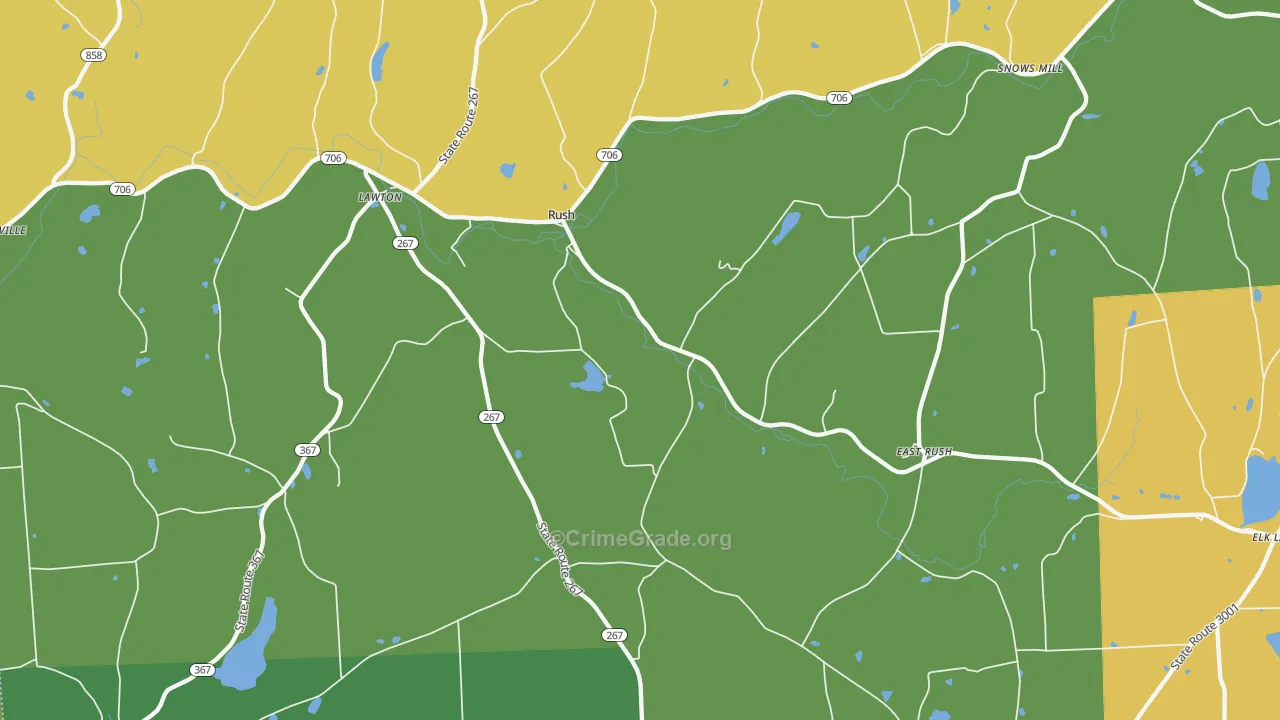 Rush, PA Map of Robbery Rates