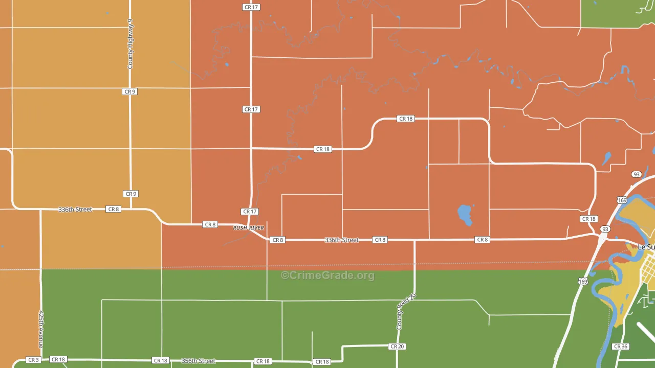 Rush River, MN Map of Robbery Rates