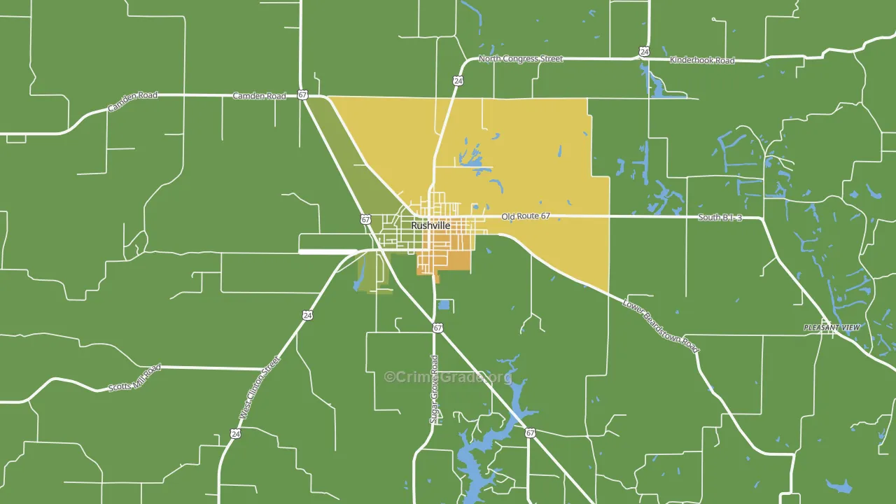 Rushville, IL Map of Robbery Rates