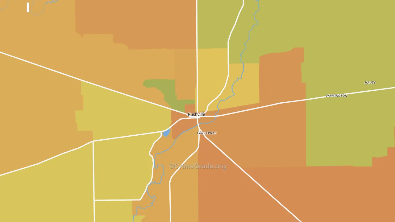 Rushville, IN Map of Robbery Rates