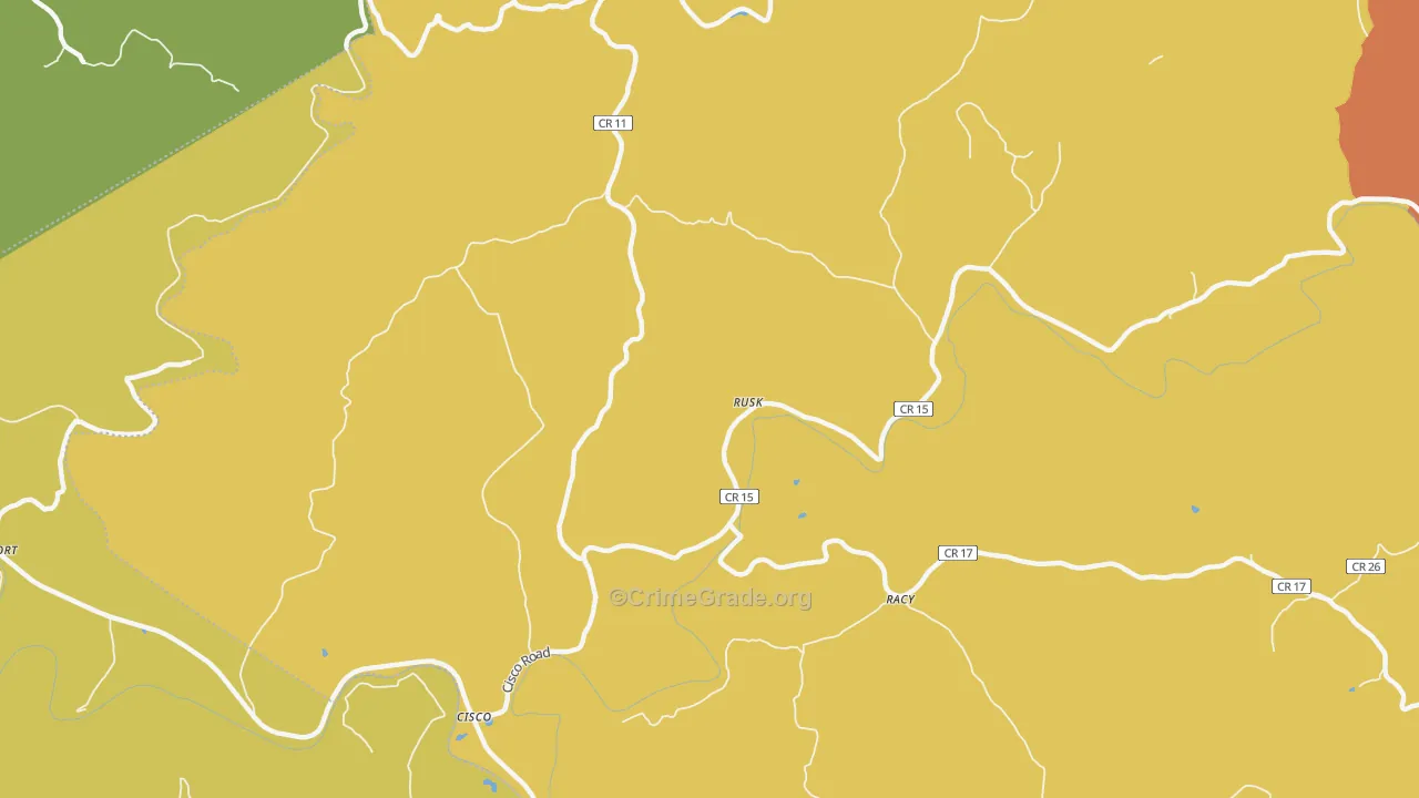 Rusk, WV Map of Robbery Rates