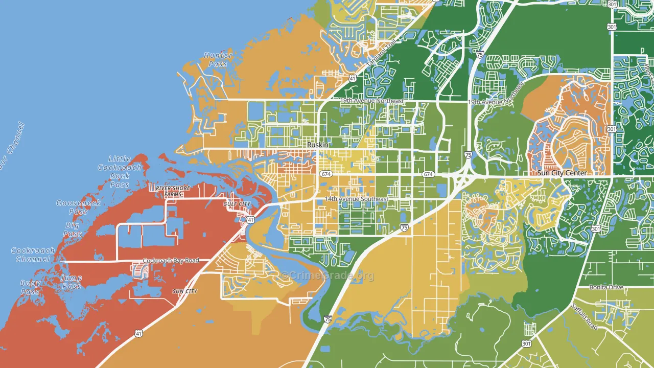 Ruskin, FL Map of Robbery Rates