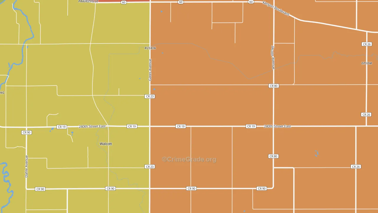Ruskin, MN Map of Robbery Rates