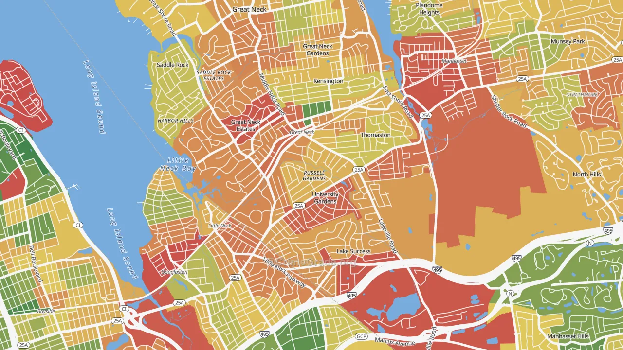 Russell Gardens, NY Map of Robbery Rates