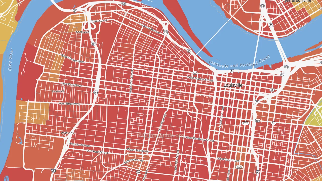 Russell, Louisville, KY Map of Robbery Rates