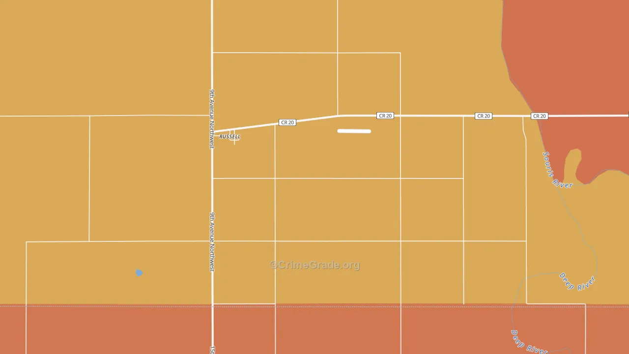 Russell, ND Map of Robbery Rates