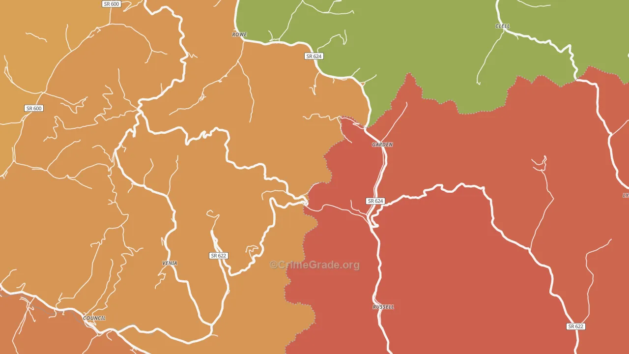 Russell, VA Map of Robbery Rates