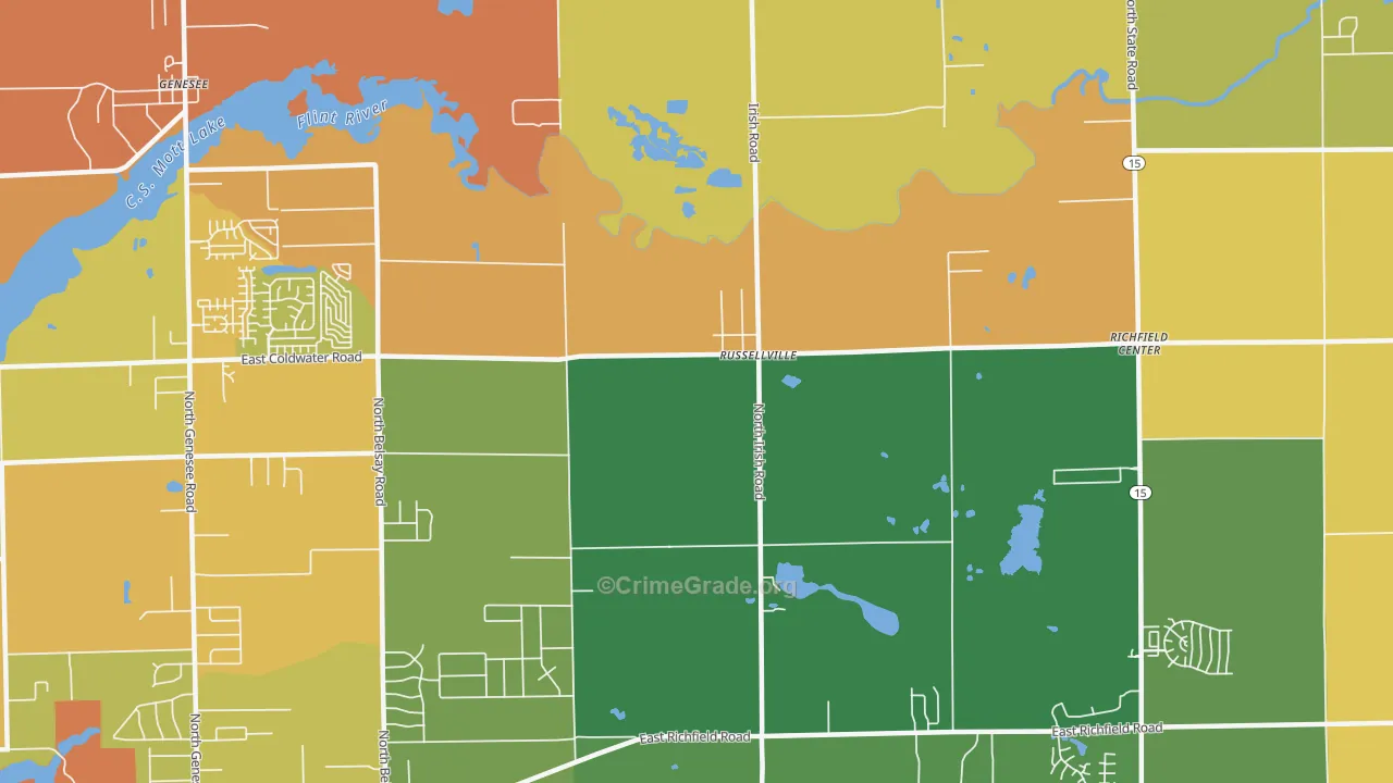 Russellville, MI Map of Robbery Rates