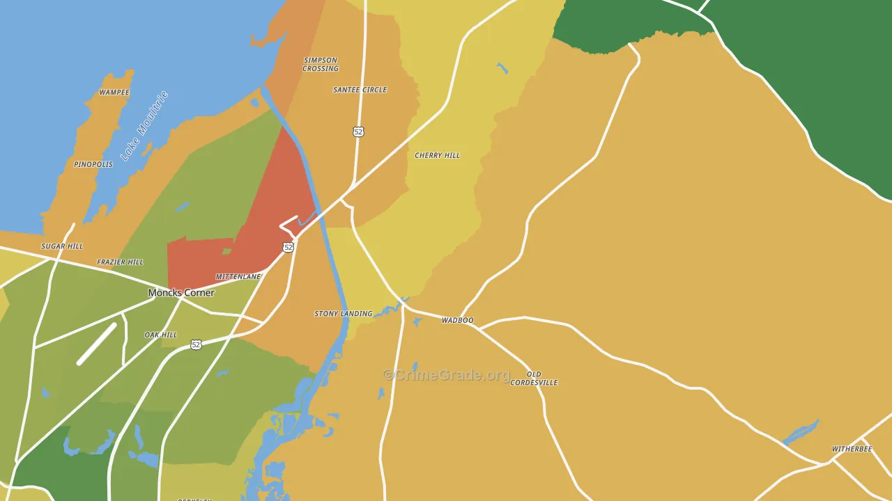Russellville, SC Map of Robbery Rates