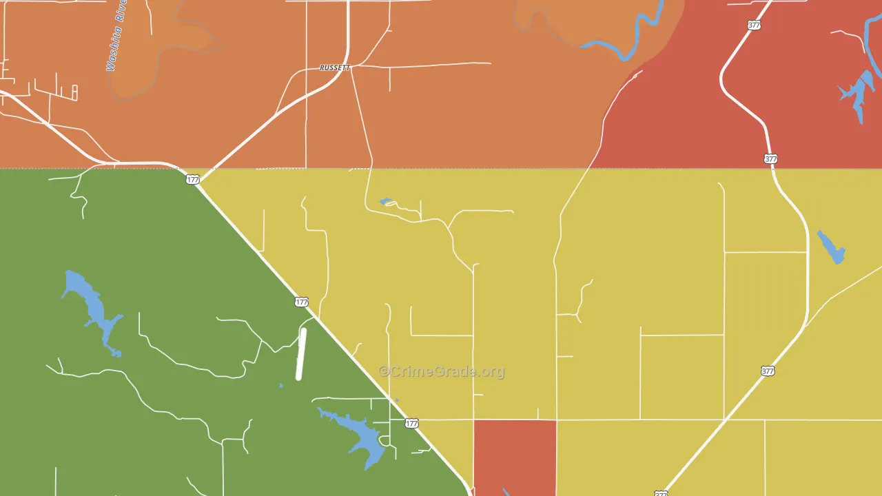 Russett, OK Map of Robbery Rates