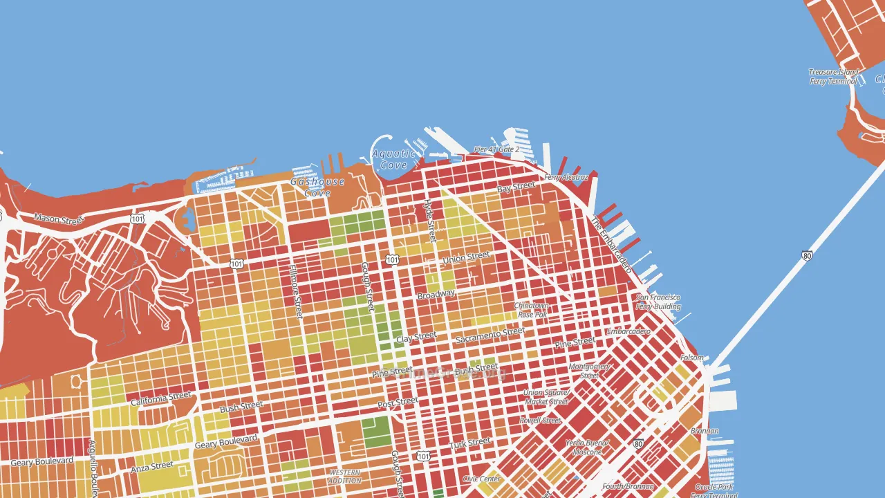Russian Hill, San Francisco, CA Map of Robbery Rates