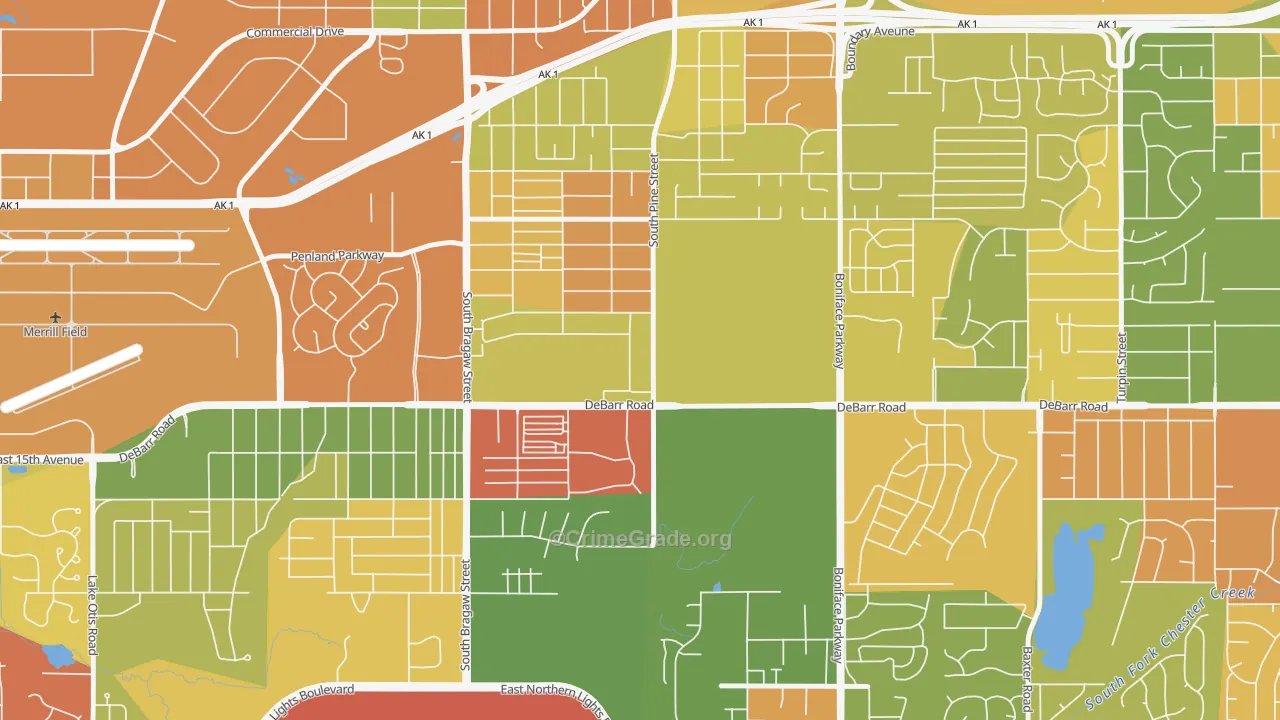 Russian Jack Park, Anchorage, AK Map of Robbery Rates