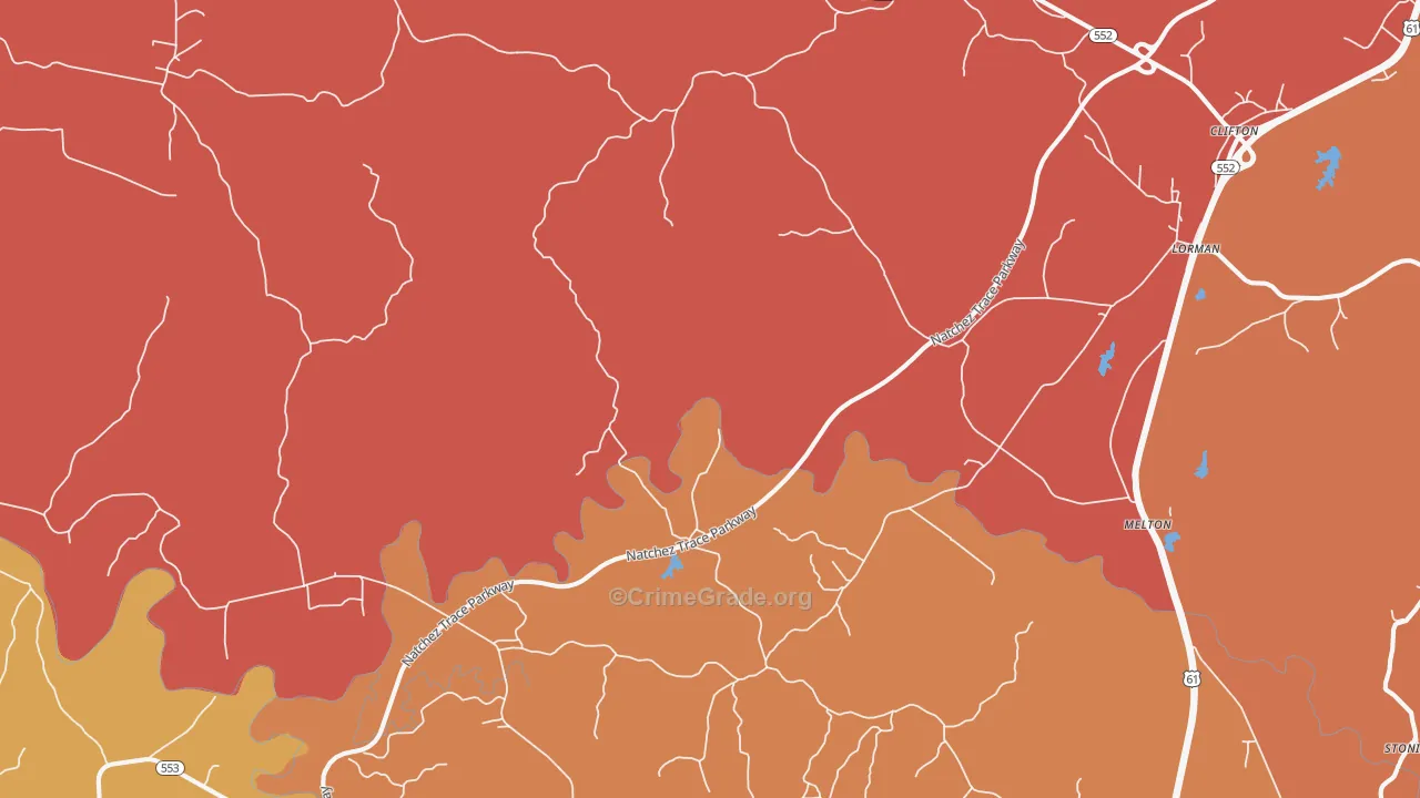 Russum, MS Map of Robbery Rates