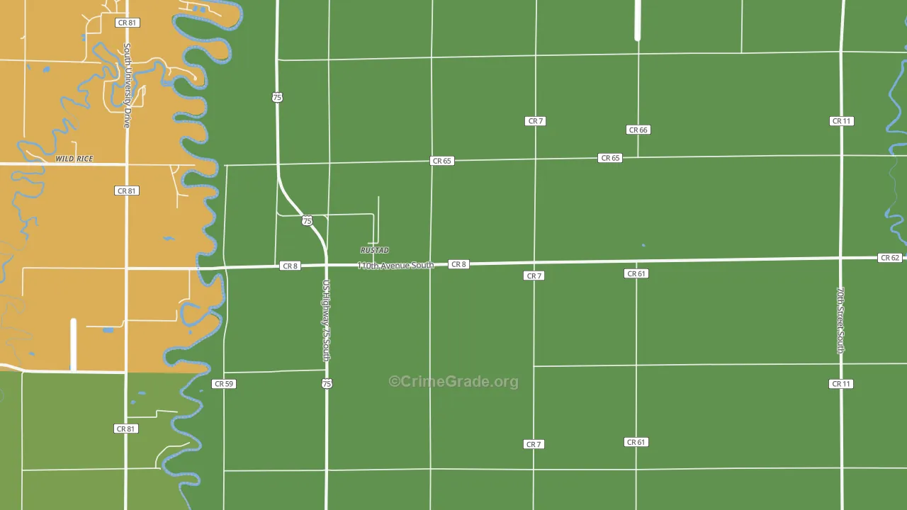 Rustad, MN Map of Robbery Rates
