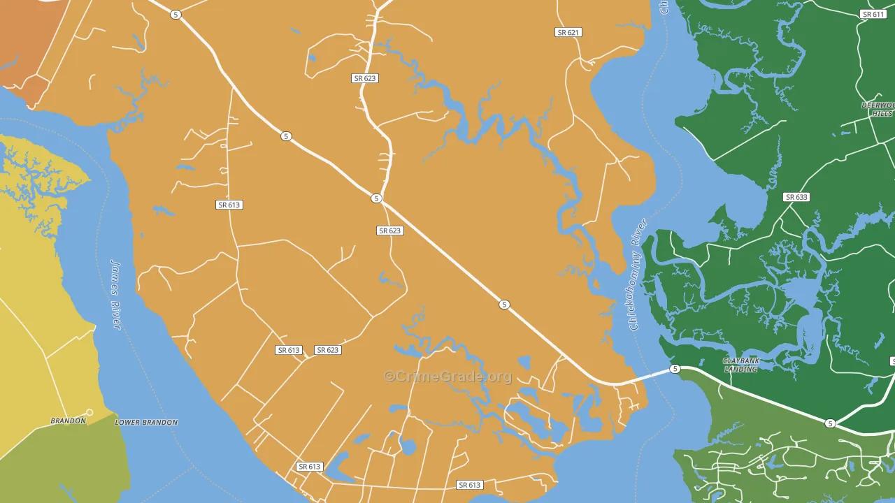 Rustic, VA Map of Robbery Rates