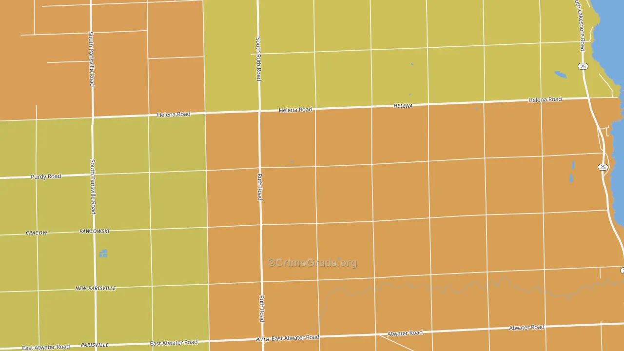 Ruth, MI Map of Robbery Rates