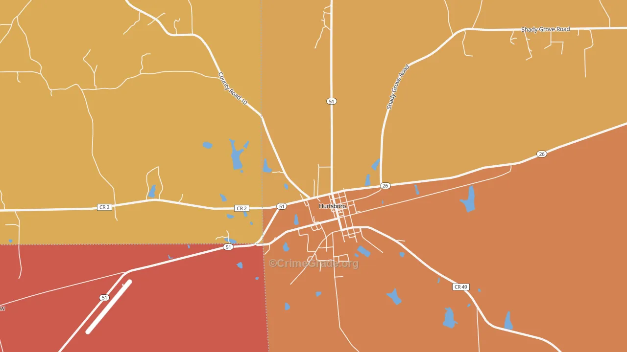 Rutherford, AL Map of Robbery Rates