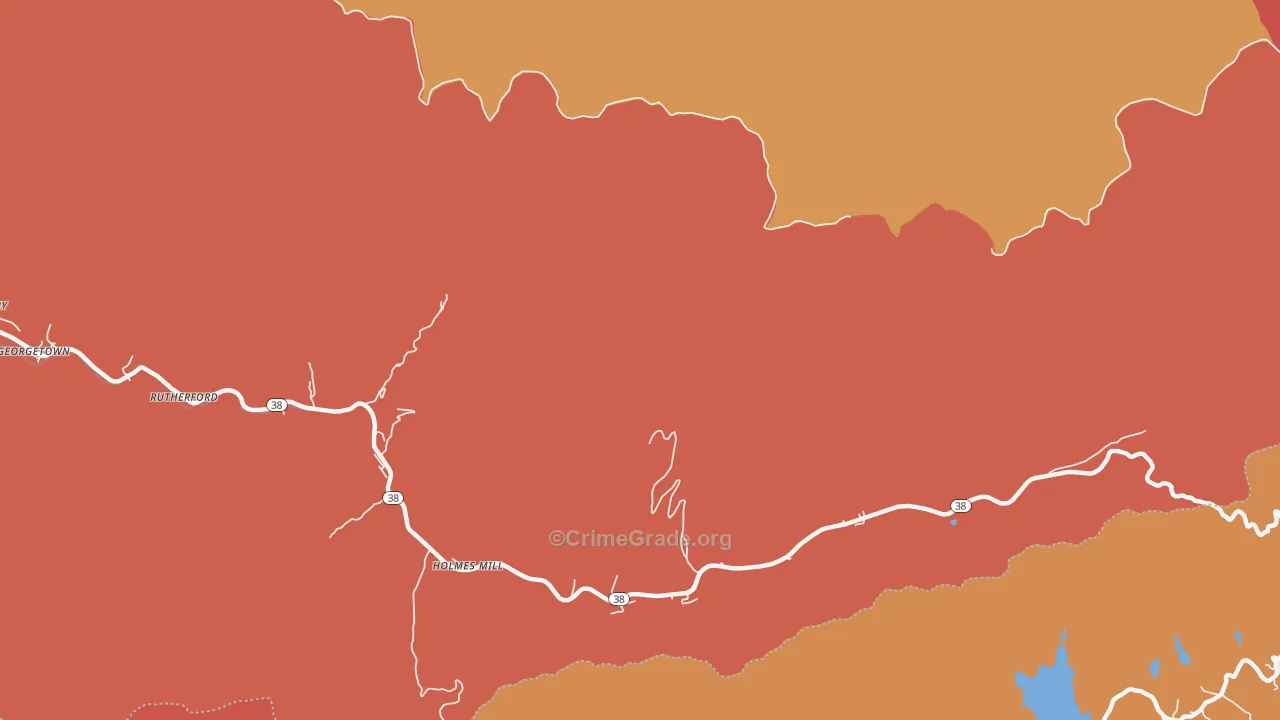 Rutherford, KY Map of Robbery Rates