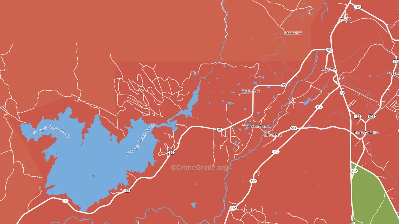 Rutheron, NM Map of Robbery Rates
