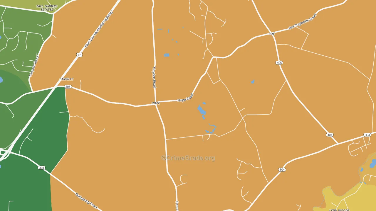 Ruthsburg, MD Map of Robbery Rates