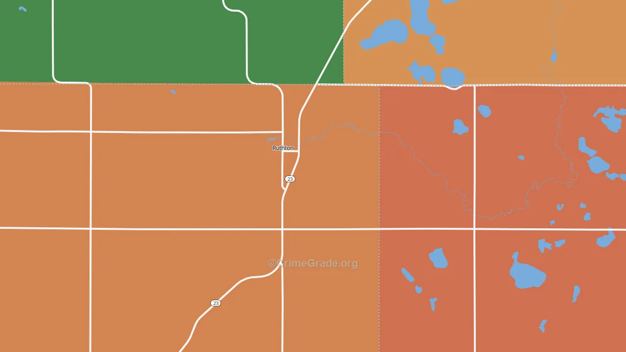 Ruthton, MN Map of Robbery Rates
