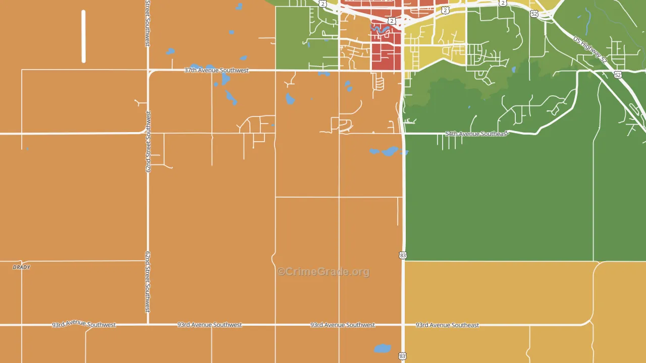 Ruthville, ND Map of Robbery Rates