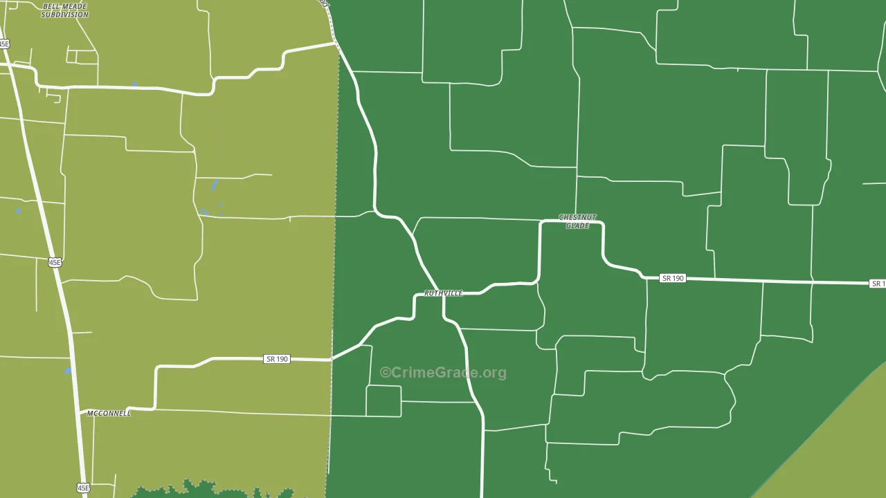 Ruthville, TN Map of Robbery Rates