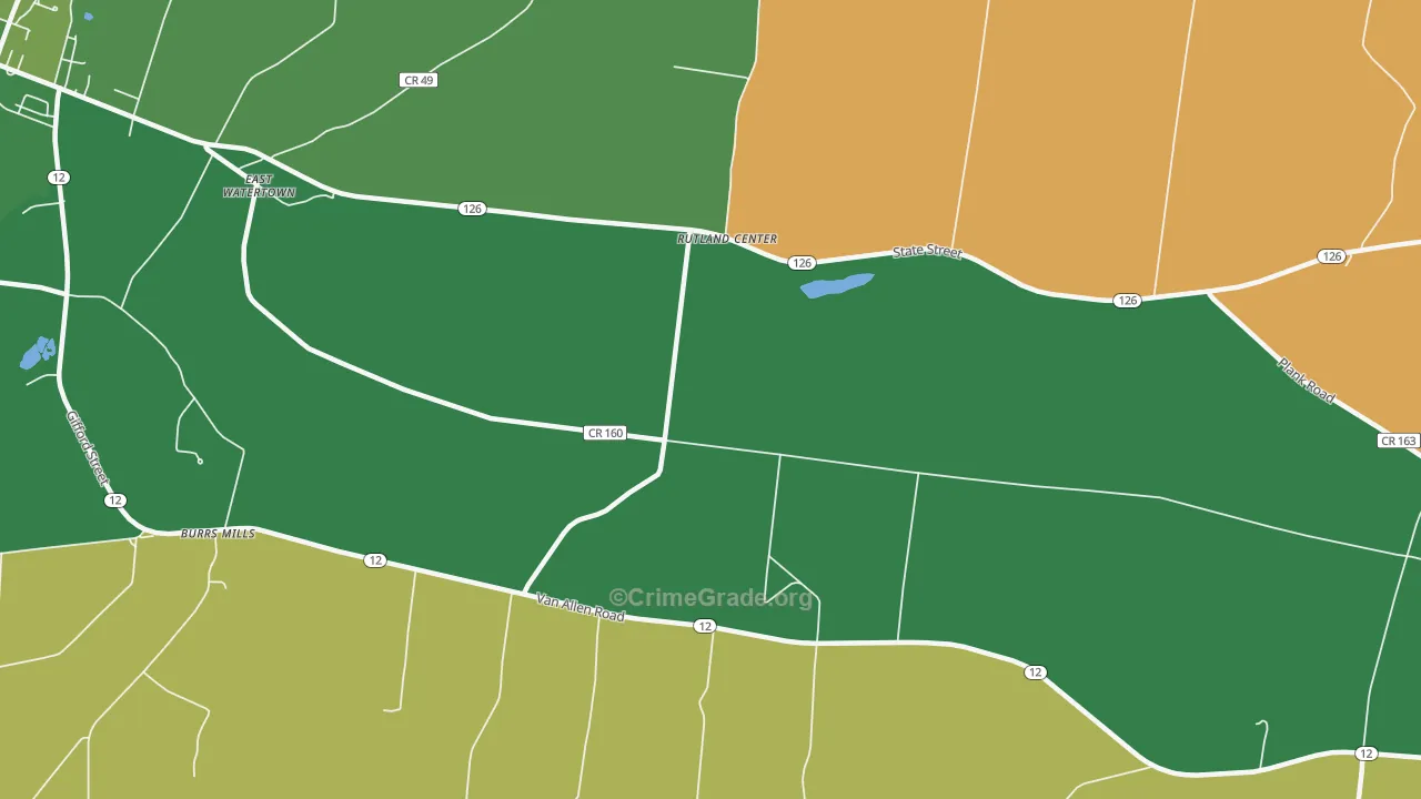 Rutland Center, NY Map of Robbery Rates