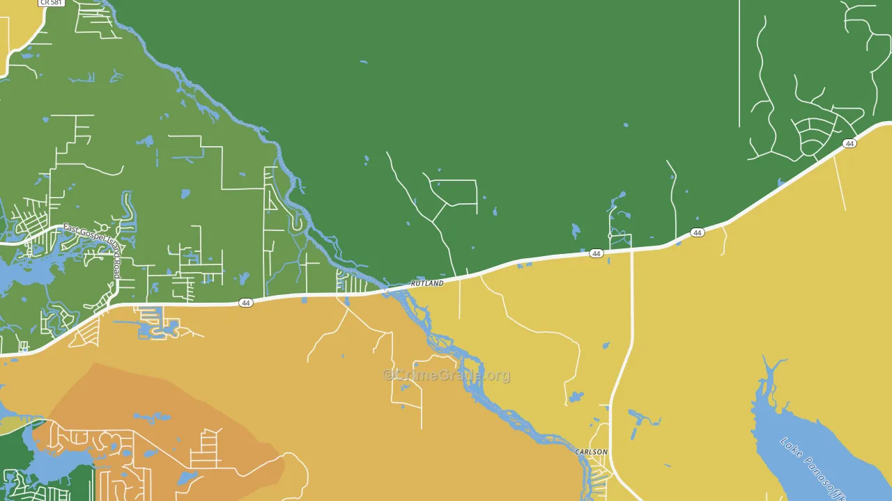 Rutland, FL Map of Robbery Rates