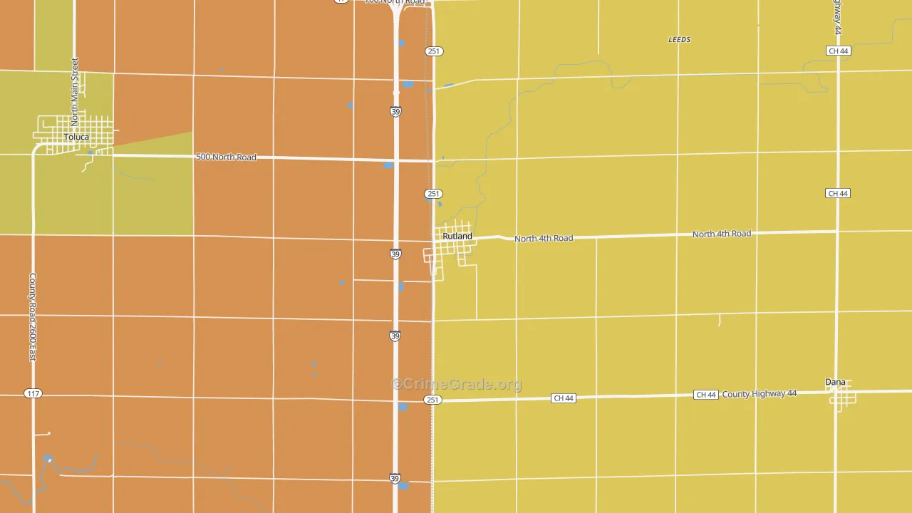 Rutland, IL Map of Robbery Rates