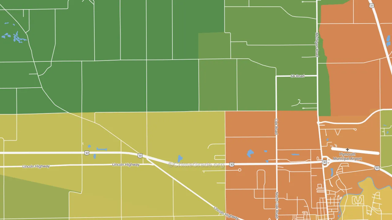 Rutland, IN Map of Robbery Rates