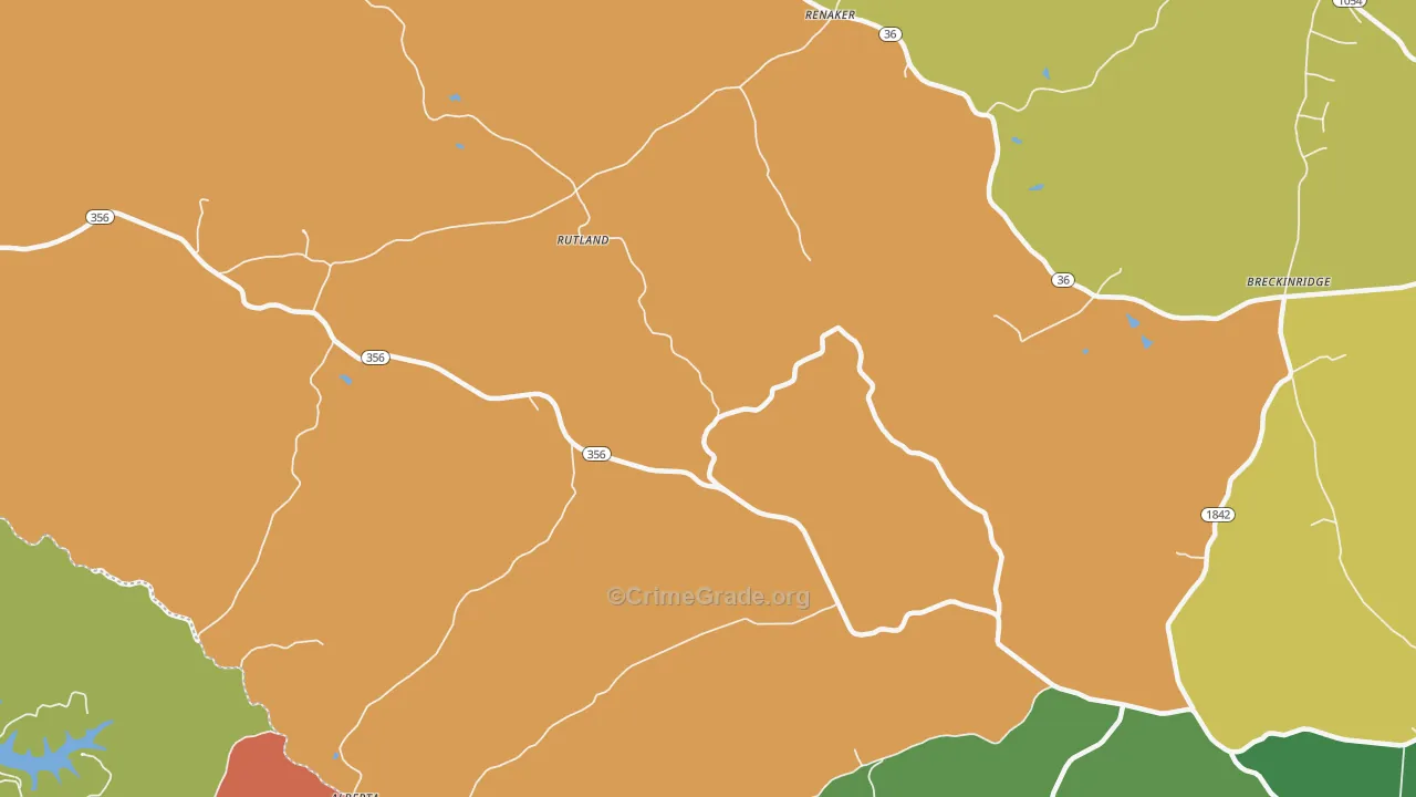 Rutland, KY Map of Robbery Rates