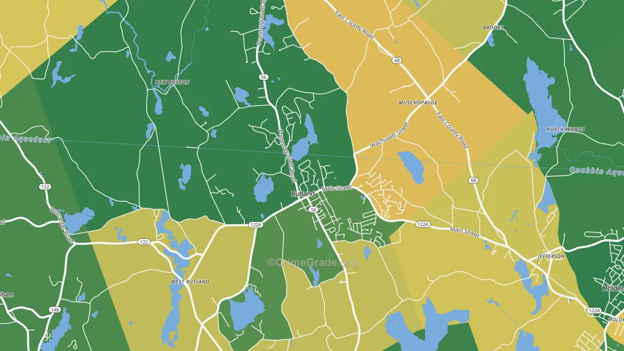 Rutland, MA Map of Robbery Rates