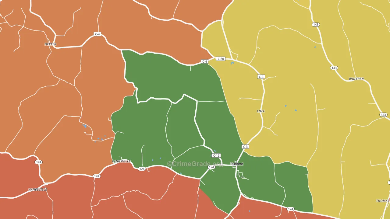 Rutland, OH Map of Robbery Rates