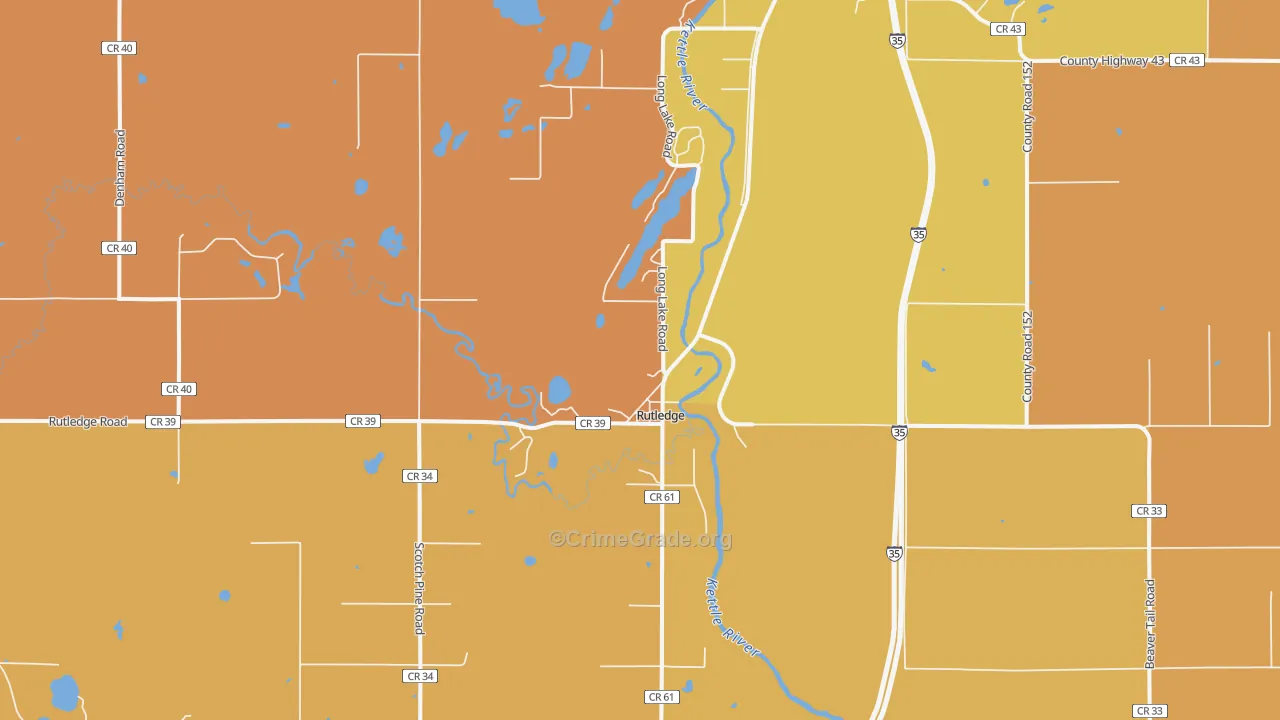 Rutledge, MN Map of Robbery Rates