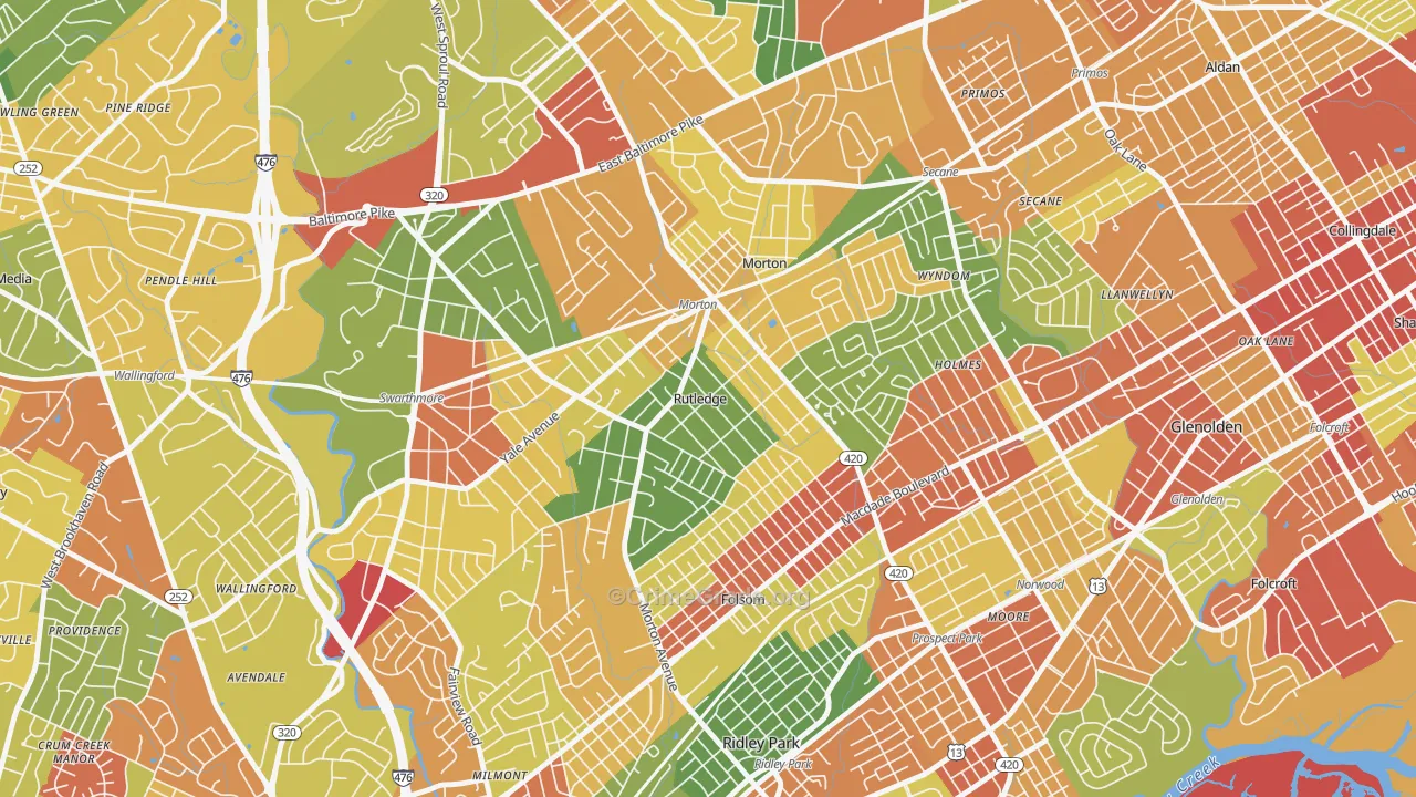 Rutledge, PA Map of Robbery Rates